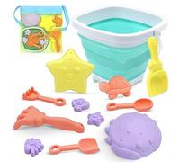 13pcs Bucket Beach Toys, Play Sand Toys Set Including Spade Bucket Mesh Bag and Mini Molds, Sand and Water Outdoor Fun Tools for Boys Girls