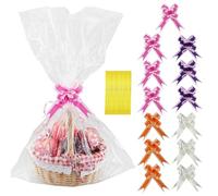 13pcs Cellophane Bags,Cellophane Wrap for Hampers,Large Clear Bags with Pull Bows, 49 X 65 cm for Gift Baskets Hamper Making Easter Valentine'S Day Gift Presents Packaging