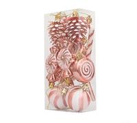 13Pcs Christmas Candy Canes Ornament Plastic Peppermint Candy Canes Christmas Decorations Xmas Hanging Lollipop Pattern Decorations(Rose Gold)