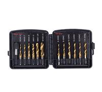 13Pcs Combination Drill Tap Set, High Speed Steel Plated Hex Shank Taps, Metric and Imperial Sizes with Spiral Flutes for Metal Plastic Drilling