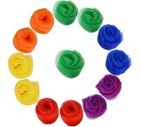 13Pcs Dance Sensory Scarves Colorful Square Juggling Silk Rainbow Scarf Magic Tricks Performance Props Movement Baby Sensory Scarves Rhythm Band Scarf 60 x 60 cm