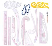 13Pcs DIY Styling Ruler Sets Plastic Metric Ruler Set Sleeve Arm French Curve Rulers Measure Plastic Cutting Ruler Sew Drawing Template Fashion Design Craft Sewing Tools for Dressmaking Tailoring