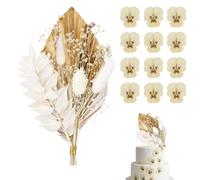13PCS Dried Flowers for Cakes, Ideal for Wedding Cake Decorations and Floral Arrangements, Elegant Cake Decorations Set with Dried Flower Bouquet and Specimens, Includes One Fan Flower Bouquet and Twe