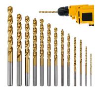 13PCS Drill Bit Sets, Metal Drill Bits, Drilling Bits for Metal, Metric High Speed Steel Set, Straight Shank 1mm-6.5mm for Drilling Wood