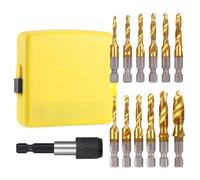 13PCS Drill Taps for Metal, SAE/Metric Thread M3-M10 Combination Drill and Tap Set HSS Thread Tap Drill Bit Set with Tap Adapter Tapping and Threading Tool for Wood Metal Plastic Aluminium