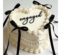 13PCS Engaged Gloss Acrylic Cake Topper with Black Bows for Lambeth Cakes, Engagements， Anniversaries， Bridal Shower， Wedding Party Decorations
