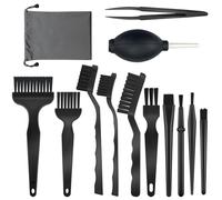 13Pcs ESD Safe Anti Static Brush Set Keyboard Brushes PC Cleaning Tool Kit with Tweezers, Air Blower and Storage Bag for PC Phone Tablet PCB BGA Cameras Printer Repair Work