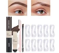 13PCS Eyebrow Stamp Kit, Lasting Waterproof Brow Stamp Kit, Eye Brow Shaping Stencil, Professional Makeup Micro Brow Pencil, with 10 Styles Reusable Eyebrow Stencils Suitable
