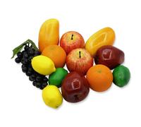 13Pcs Fake Fruit Artificial Plastic Fruits Simulate Faux Fruit Lifelike Simulation for Decor Fake Apples Faux Lemons Oranges Mango Grapes for Home Kitchen Party Photography Props Model Decoration