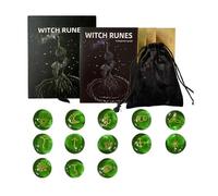 13Pcs Glass Runes Stone With Instruction And Velvets Pouches Irregular Divination Metaphysical Heal Glass Signs Roundels Sacred Symbol Engraved Pocket