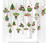 13Pcs Grinch Christmas Hanging Swirls for Grinch Christmas Birthday Party Supplies