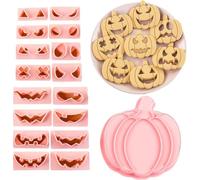 13Pcs Halloween Cookie Cutters Set - Non-Stick Plastic Halloween Biscuit Cutters with Storage Box, Pumpkin Ghost Bat Cat Coffin Moon Shapes for Baking, Party Supplies & Decorations