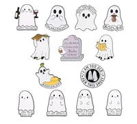 13PCS Halloween Ghost Brooch Pin Cute Funny Enamel Brooches and Pins Cool Horror Boo Lapel Pin Brooch Backpacks Badges Hat Gifts for Women Men Jewelry, metal, no gemstone