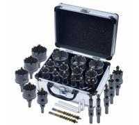13PCS Hole Saw Kit for Hard Metal,Upgrade TCT Carbide Includes 13mm(1/2") to 54mm (2-1/8"),with 1 Aluminum Box,2 Titanium Plated Pilot Center Drill,2 Hex Key and 2 Spring,Stainless Steel,Iron,Wood