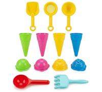 13PCS Ice Cream and Sandpit Set, Beach Bucket and Spade Collection for Sand Play, Includes Scoop Shovel Rake and Ice Cream Moulds for enhanced play experience