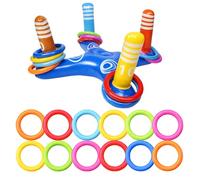 13PCS Inflatable Pool Ring Toss Game Set, Swimming Pool Toss Game with 12 Rings Cross Float, Summer Pool Toys for Kids Adults Beach Party Outdoor Garden Games