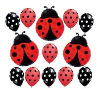 13Pcs Ladybug Balloons | Ladybug Birthday Party Decorations | Red Black Spotty Ladybug Party Balloon | Boys Girls Bug Jungle Theme Birthday | Garden-Themed & Summer Paty Decoration