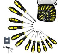 13pcs Magnetic Torx Screwdriver Set T5 - T40 Star Tamperproof Torx Magnetic Screwdriver Set with Magnetizer & Demagnetizer Soft Non-Slip Grip Hand Tools