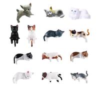 13PCS Mini Cat Figurines Set, Realistic Cute Cat Statues, Small Resin Kitten Ornaments for Home Decor, Cake Toppers & Fairy Gardens, Gift for Cat Lovers (13)