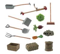 13Pcs Miniature Farm Scene Gardening Tools Vegetable Figurines Set for Dollhouses Accessories Outdoor Model Decors Craft Miniature Vegetable Garden Decors