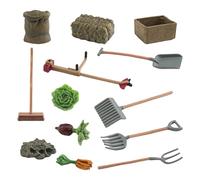 13Pcs Miniature Farm Scene Gardening Tools Vegetable Figurines Set For Dollhouses Accessories Outdoor Model Decors Craft Farming Tools Decorations