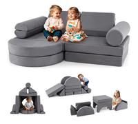13PCS Modular Kids Play Couch Versatile Toddler Sectional Sofa Set COSTWAY Grey One Size