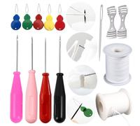 13PCS Mold Punch Needle with Hook & Eye,Candle Wicking Large-Eye Needle for Silicone Molds,Candle Wick Roll 200 Ft 24 Wick Spool(2 Style),Threader,Candle Wick Holders,Punch Needle Candle Wick Tool
