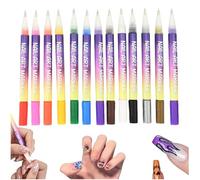 13Pcs Nail Art Pens Set, 3D Quick Dry 0.5mm Nail Art Markers for Gel & Acrylic Nails, DIY Graffiti Dotting Point Liner Pens for Real Nails, Nails Drawing Painting Tools for Kids & Adults 13 PCS