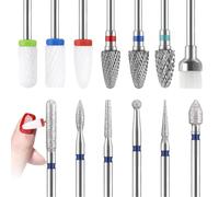 13PCS Nail Drill Bits Set, Professional Cuticle Drill Bits for Acrylic,Tungsten Carbide with Brush,Diamond Nail Bit Set Nail Art Tool Kit Home Nail Salon - Rainbow