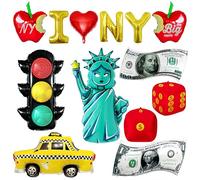 13Pcs New York Party Decoration Balloons/Wonderful Sexy Urban Fashion Party/Statue of Liberty taxi balloons/Nuggets Dream Theme Party/Business Celebrity Party/Retro Urban City Scenery Shooting Props