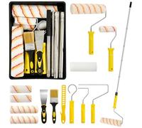 13Pcs Paint Roller Set, Paint Rollers and Trays Sets with 9 Inch & 4 Inch Rollers, Extension Pole, Paint Brush,Stirrer and Scraper Professional Painting Tools for Walls, Ceilings