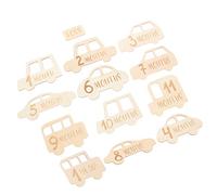 13pcs Photo Props of The Month Cars Emblems Car Shower Milestone Cards Monthly Milestone Cards Milestone Wooden Circles Birth Announcement Cards Milestone Signs WATIIFUFU