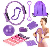 13Pcs Pilates Equipment Set Pilates Ring Set Yoga Equipment Pilates Accessories Home Pilates Sets for Women Pilates Ring and Ball Set Pilates Essential kit Pilates Circle Pilates Workout Kit, Purple