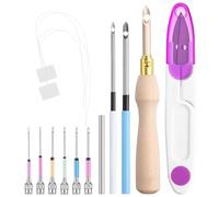 13Pcs Punch Needle Tool Adjustable Punch Needle Embroidery Kits Wooden Handle Embroidery Pen Needle Punch Kit for Beginners Floss Cross Stitching DIY Craft Decoration Gift