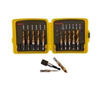 13pcs SAE/Metric Titanium Coated Combination Drill and Tap Bit Set, Screw Tap Drill Bits for Drilling, Tapping, Countersinking, with Quick Change Adapter