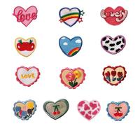 13pcs/Set Love Flower Self-Adhesive Embroidery Patchs DIY Applique Decorative Patches Handmade Accessories for Clothing Jeans Jackets Bags