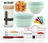 13PCS Sourdough Starter Kit,Silicone Sourdough Proving Basket Set,Including Dough Scraper,Bread Mat,Sourdough Starter Jar and Other Accessories,Ideal for Home Baking and Novice Enthusiasts