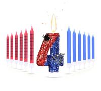 13PCS Spider Candle Cake Decorations, Spider Number 4 Cake Topper Birthday Decorations, Blue Red Number Cake Candles Suitable for Spider Theme Birthday Anniversary Wedding Party Graduation Party