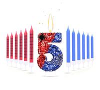 13PCS Spider Candle Cake Decorations, Spider Number 5 Cake Topper Birthday Decorations, Blue Red Number Cake Candles Suitable for Spider Theme Birthday Anniversary Wedding Party Graduation Party