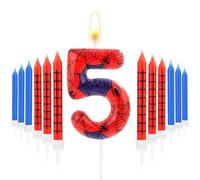 13pcs Spider Web Birthday Candles, Spider Themed Birthday Candles Cake Topper Candle Spider Candle Birthday Cake Candles Number Candles for Birthday Cake Decorations (5)