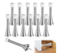 13PCS Spring Door Stop Chrome Door Stop Spring Rubber Spring Door Stops Indoors with 13 Replacement Rubber Tips Cushioning Reduce The Collision Between The Door Leaf and The Wall Reduce Noise