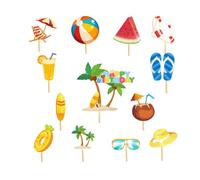 13Pcs Summer Beach Happy Birthday Cake Toppers,Hawaii Cake Toppers for Boys,Girls Summer Juicy Birthday Cake Decoration Cupcake Toppers for Girls,Kids,Baby Shower Birthday Swimming Pool Party Supplies