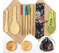 13Pcs Sushi Making Kit - Bamboo Sushi Rolling Mat, Reusable Sushi Mould Kit Set for Beginners, DIY Sushi Making Kit with Storage Bag, Sushi Gift for Women Men, Food Making Kits for Family