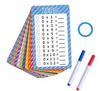 13Pcs Times Tables Multiplication Flash Cards Double-Sided Reusable Math Learning Cards with 2 Dry Erase Markers & 1 Detachable Ring 1st-3rd Grade Ideal for Classroom & Homeschool Education