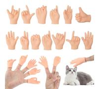 13Pcs Tiny Finger Puppets, Funny Little Props, Rubber Mini Hands Joke Toy, Human-Pet Interaction Props, Rock-Paper-Scissors Miniature Prank Toy for Cats Pets Playtime