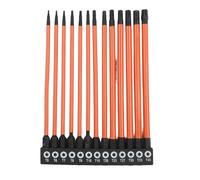 13Pcs Torx Screwdriver Bits Set for Impact Drivers, T5-T40 Magnetic Bit Wrench for Drill and Hand Tools, 75/100/150mm Metal with Silicone Grip