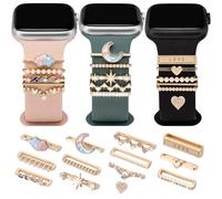 13PCS Watch Band Charms, Upgrade Your Watch Strap with Stylish Decorative Rings Loops Compatible with Apple Watch Bands 45mm 44mm 42mm 41mm 40mm, Cute Watch Accessories for iWatch Series 8 7 6 5 4 3 2
