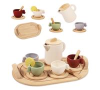 13pcs Wooden Afternoon Tea Set for Kids, Play Kitchen Accessories Pretend Playset Tea Party Set Wooden Toys for Kids Boys Girls Gift