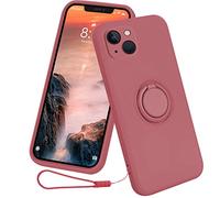 13peas Case Compatible with iPhone 14（2022 Released）, Silicone with Ring (Hawthorn Red)