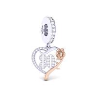13th 16th 18th 21st 30th 40th 50th 60th Birthday Anniversary Rose Gold Heart Pendant 925 Sterling Silver For Pandora Charm Bracelet (80 80th Eighty Birthday Anniversary Rose Gold Flower)